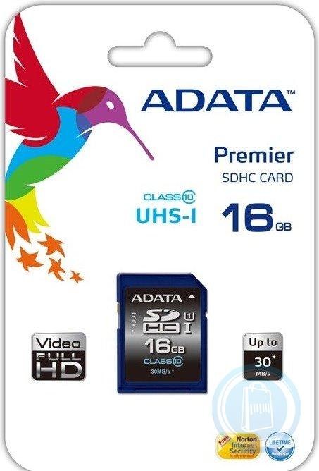 Karta pamięci ADATA 16GB SDHC UHS-1 Class 10 (Transfer do 30MB/s)- ASDH16GUICL10-R