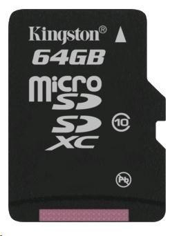 Karta pamięci Kingston 64GB micro SDXC Memory Card (Class 10) bez adaptéru