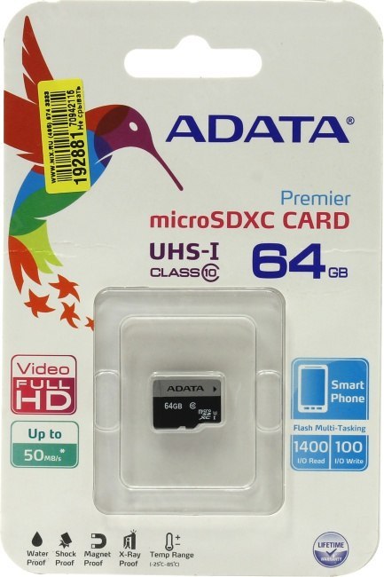 Karta pamięci MicroSDXC ADATA 64GB (AUSDX64GUICL10-R)