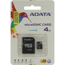 Karta pamięci MicroSDHC ADATA 4GB Class 4 + adapter (AUSDH4GCL4-RA1)