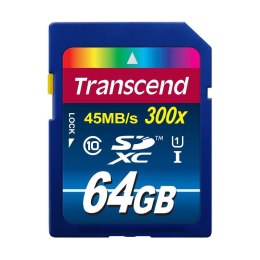 Karta pamięci Transcend SDXC 64GB Class 10 UHS-I 300x Premium (TS64GSDU1).