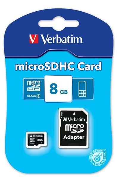 Karta pamięci VERBATIM Micro SecureDigital SDHC Class4 Card 8GB + adapter