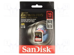 SanDisk 16GB SDHC Extreme Pro zapis 90MB/s odczyt 95MB/s